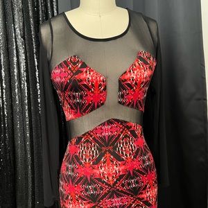 Mesh cut out graphic race dress size xs